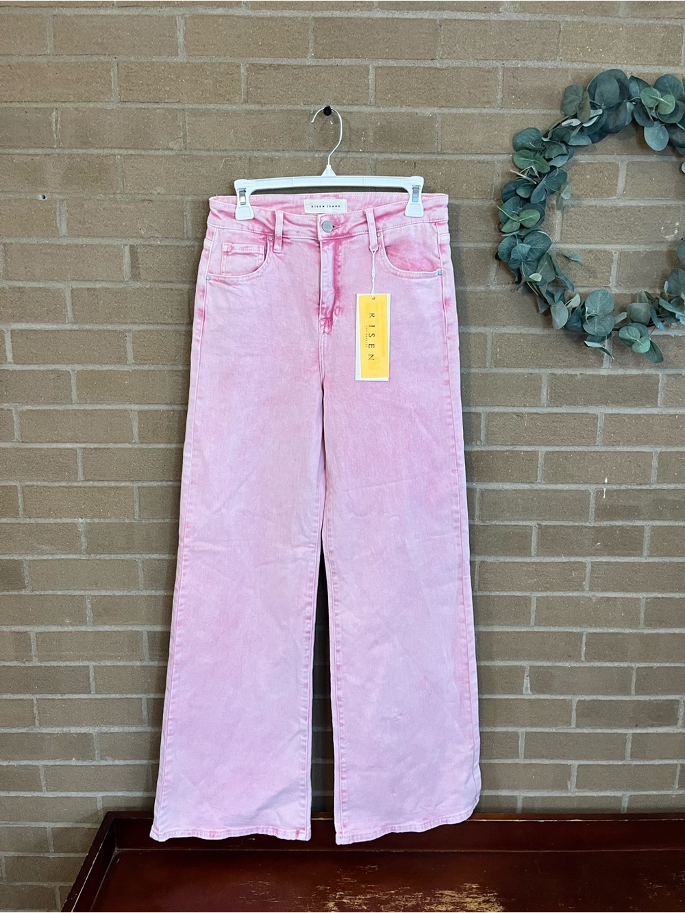 Risen Pink High-Rise Wide-Leg Jeans